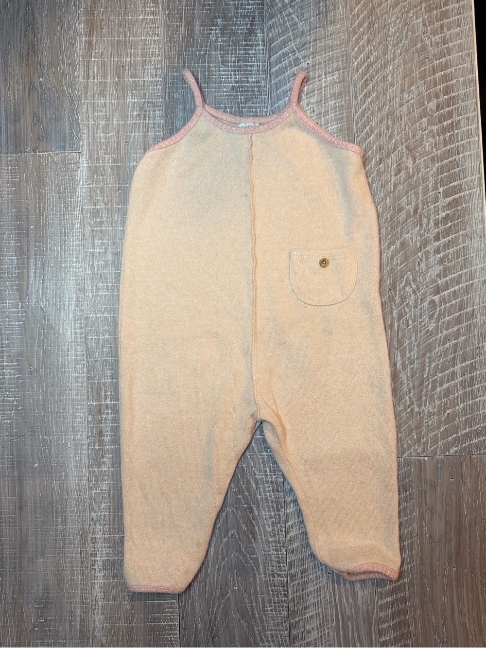 Zara Peach Romper with Pink Trim